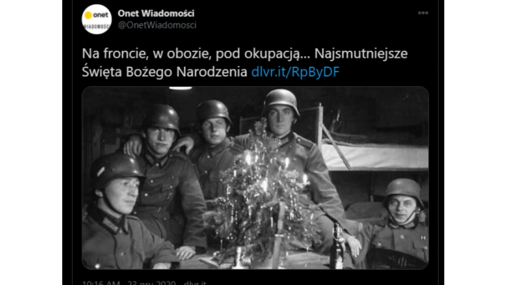 Niebywałe! Żołnierze Wehrmachtu ilustracją do artykułu Onetu o... świętach "na froncie, w obozie, pod okupacją"